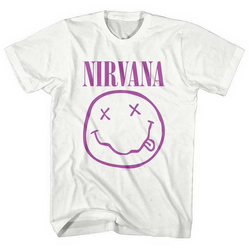 Nirvana Unisex T Shirt Purple Smiley White